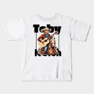 Toby Keith, cowboy He sings with a guitar Kids T-Shirt